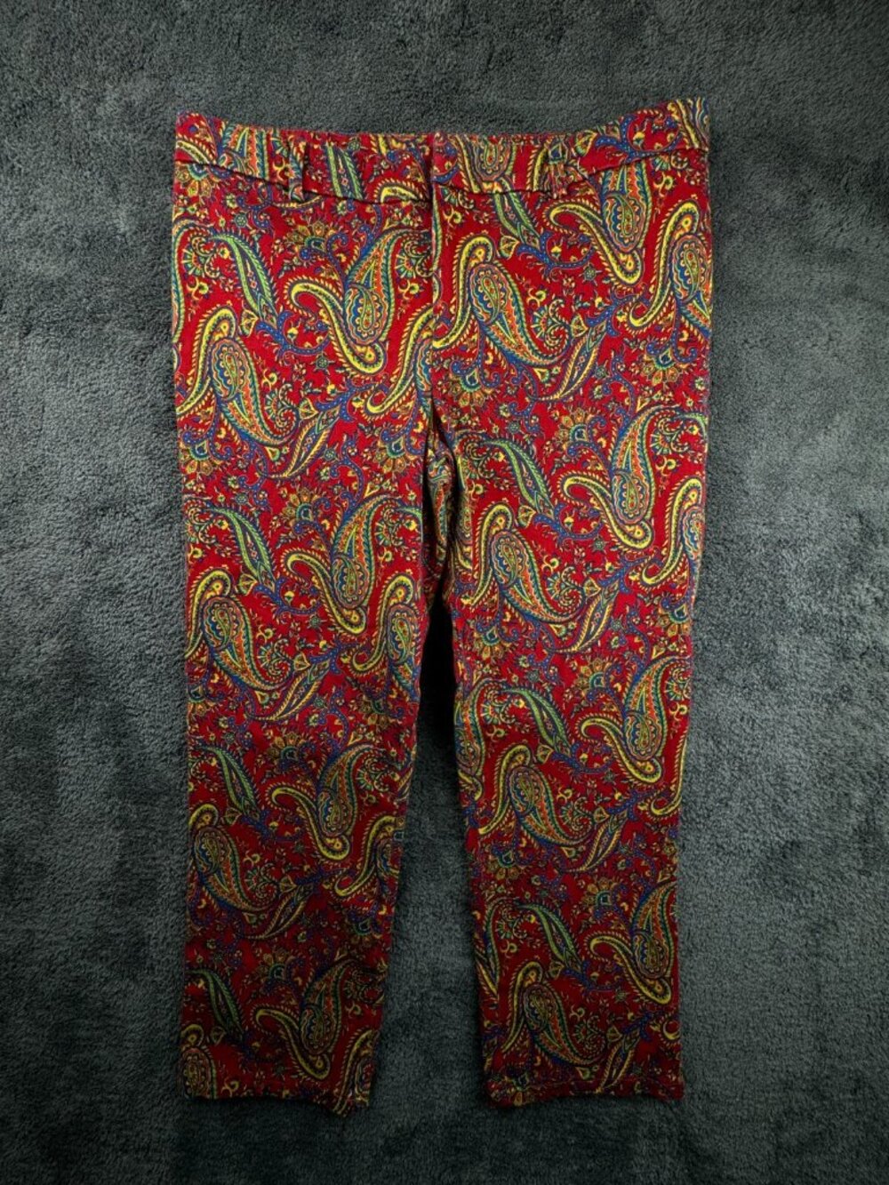 Lauren Ralph Lauren Women’s Size 6 Paisley Colorful Pants Cotton Stretch Red